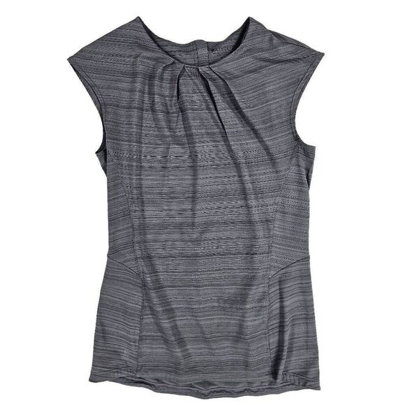 Athleta Pleated Rear Zip Tee Gray MT - Picture 1 of 6